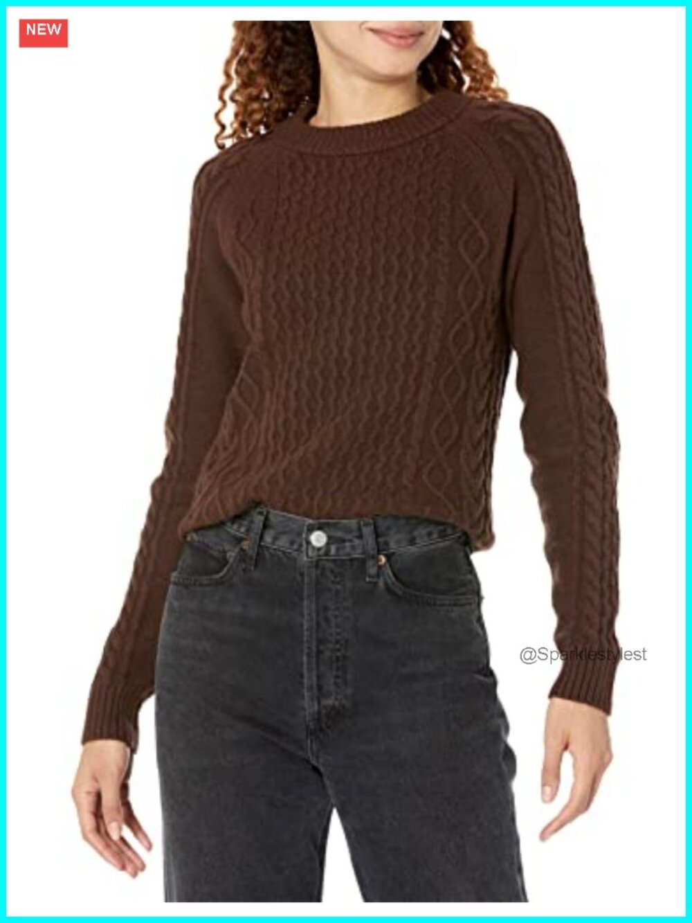 Women's Long Sleeve Cable Knit Crewneck Sweater Ribbed Soft Touch